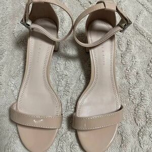 Charles & Keith Beige Ankle Strap Heel Sandals